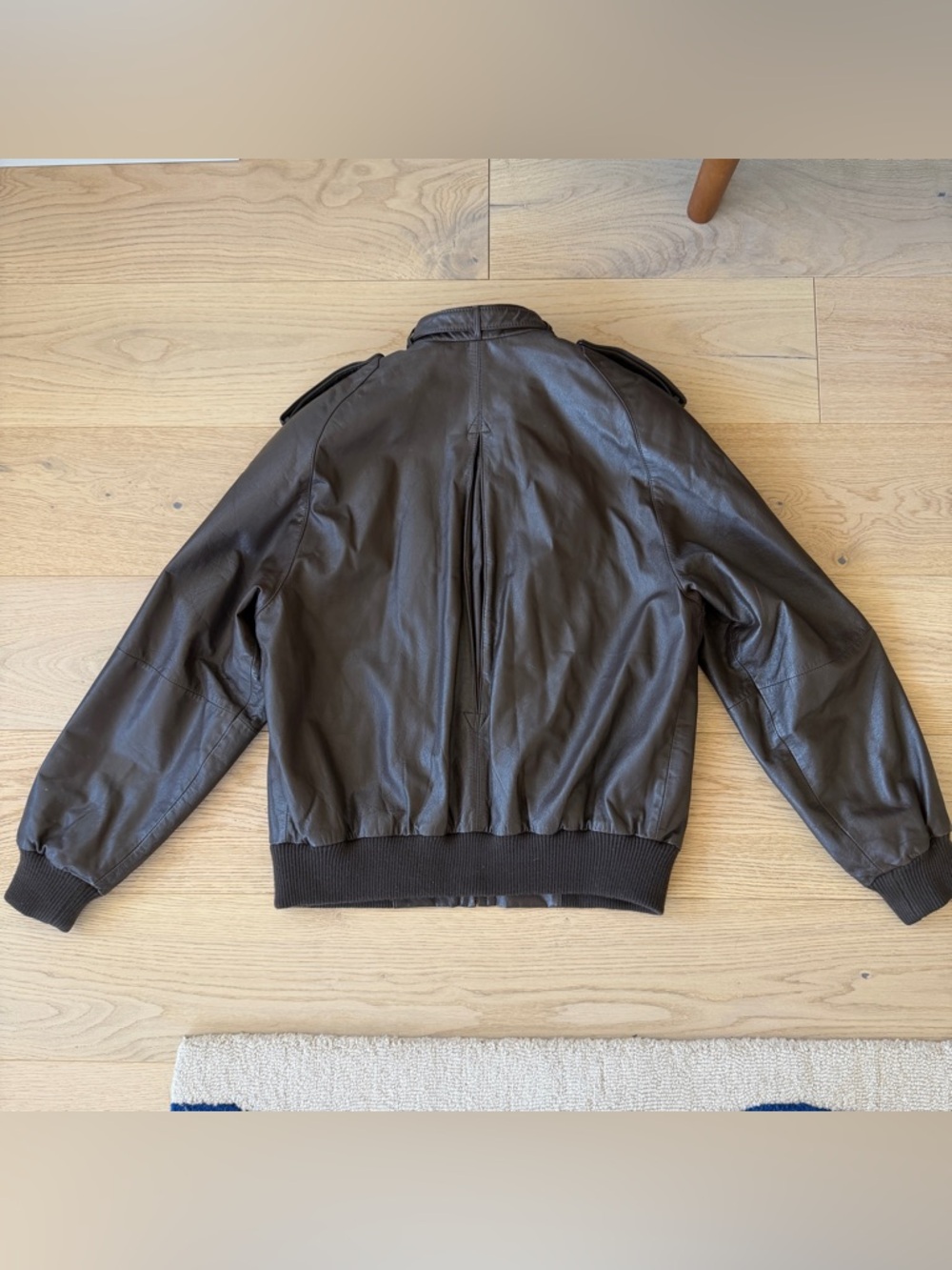 Members Only Brown Leather Bomber Jacket - Picture 3 of 6